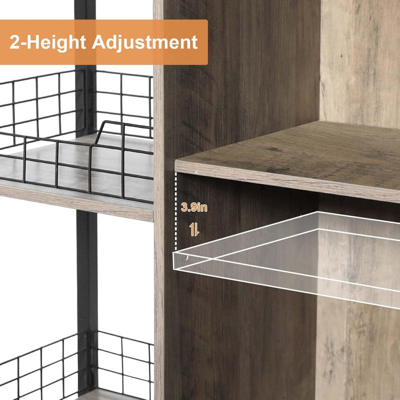3 Tier Coffee Bar Table With Storage Drawer Grey