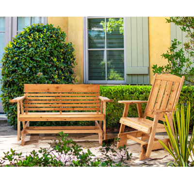 Outdoor High Back Glider Chair Set