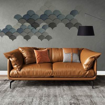 Orange Genuine Leather Standard Sofa cushion couch