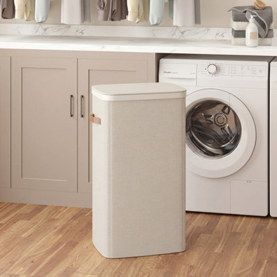 Laundry Basket, 26.4 Gal. Laundry Hamper, Easy Assembly, With Lid And Handles, Removable Liner, 16.5 X 12.6 X 29.5 Inches
