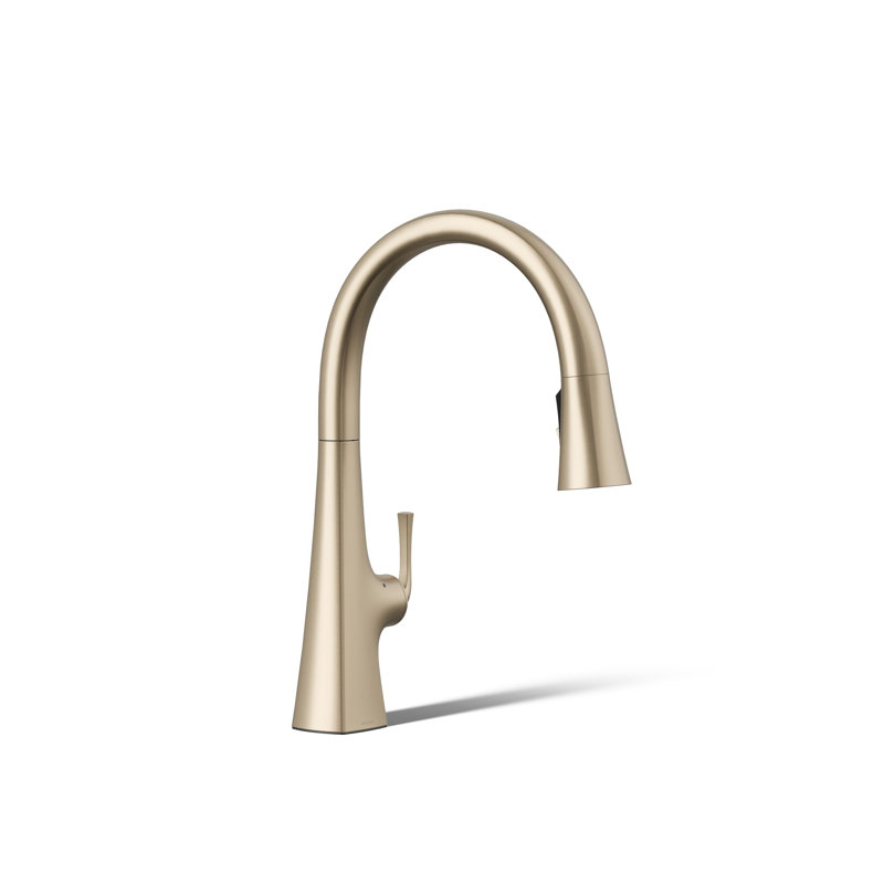 Graze Touchless Pull-Down Kitchen Sink Faucet With Three-Function Sprayhead, Vibrant Brushed Bronze