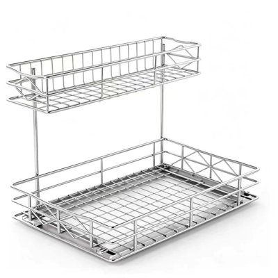 2‑Tier Pull‑Out Cabinet Organizer, Sliding Under‑Sink Storage Shelf for Kitchen