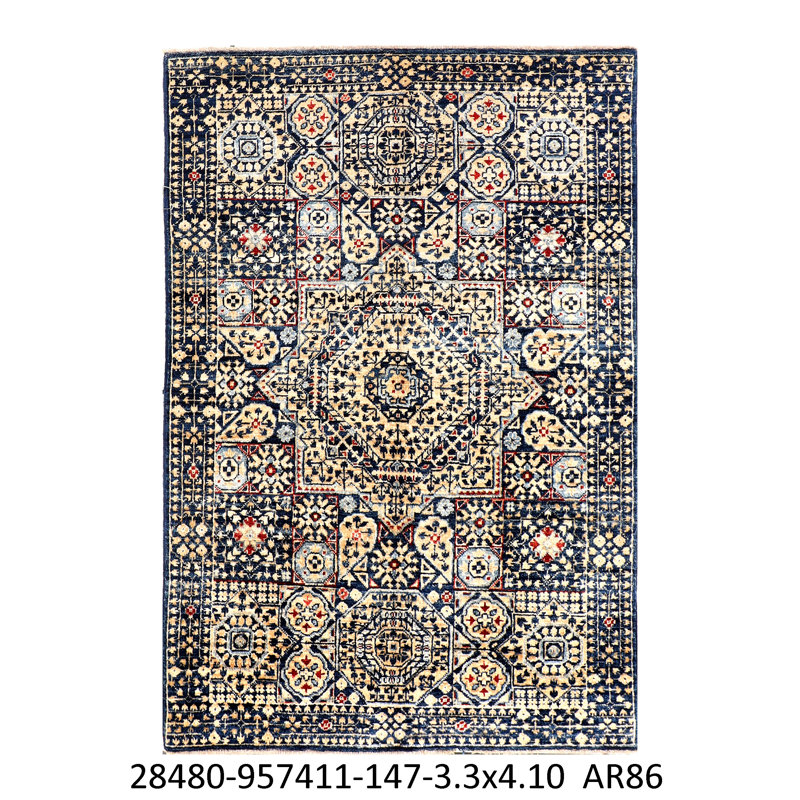 Aryana Hand-Knotted High-Quality Navy/Ivory Area Rug