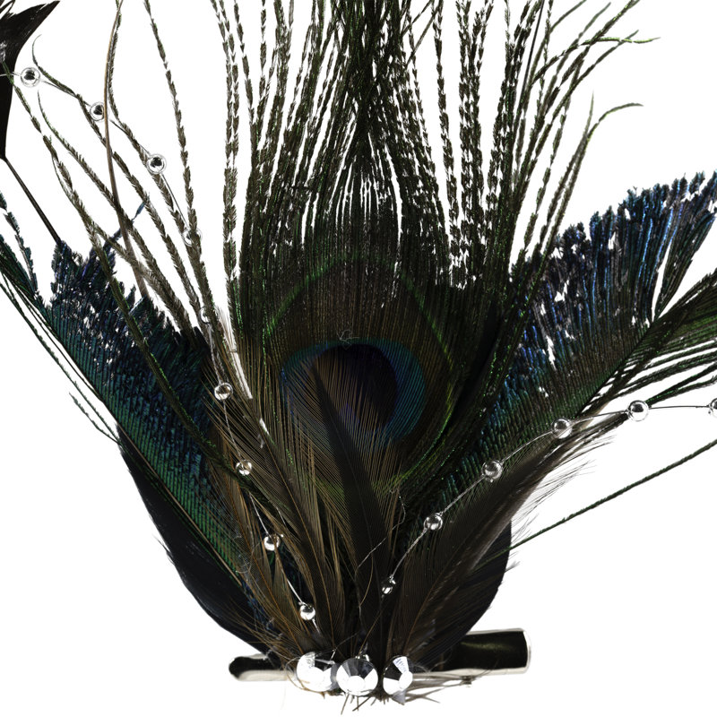 Peacock Ocelli Feather Clip-On Christmas Ornament -6"