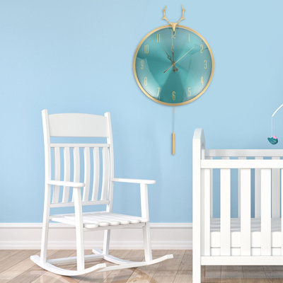 Horloge murale moderne silencieuse avec décor de tête de cerf pour chambre, cuisine, salle de classe, salon