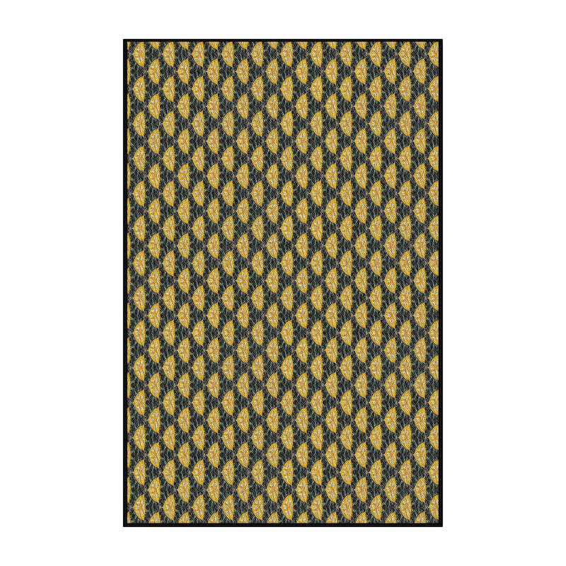Tapis jaune/noir tissé à la machine, Rectangle 5 pi x 7 pi