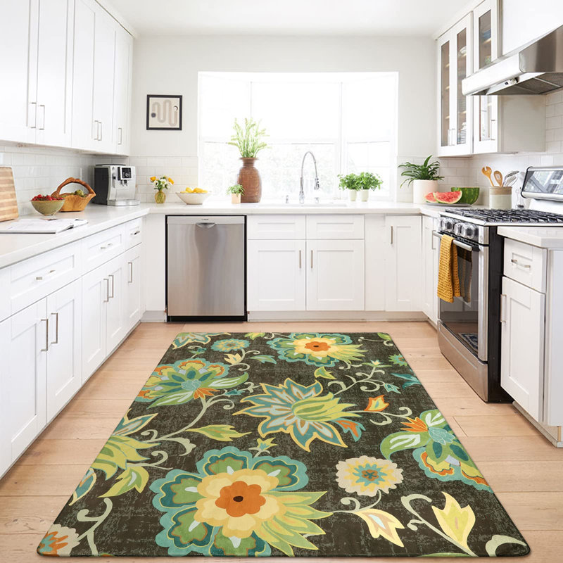 Tapis rétro lavable à la machine Garbrand