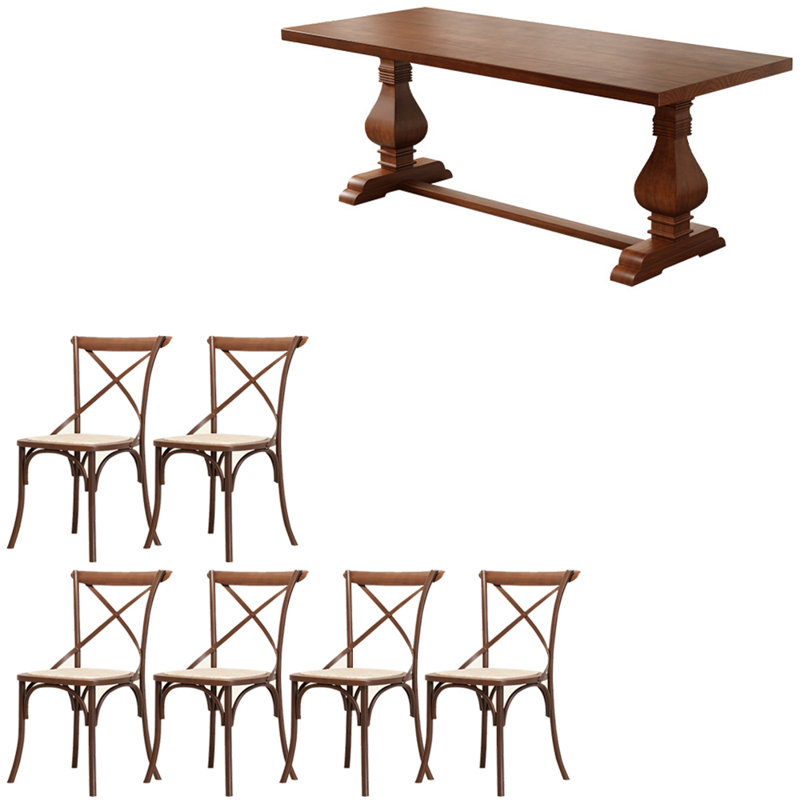 Ensemble de table de salle à manger en bois massif de style américain, H 29,5 po x L 70,8 po x l 31,4 po
