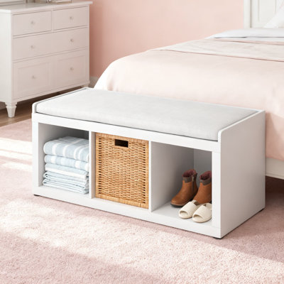 Banc de rangement à 3 cubes avec coussin confortable, vestibule et rangement de salon avec une structure robuste et une capacité de poids élevée