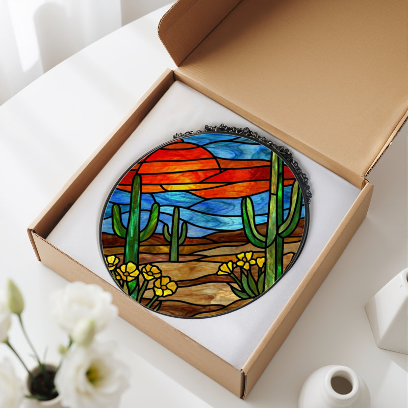 Vitrail de fenêtre 7,8 "H Sunset, H 7,8 po x l 7,8 po