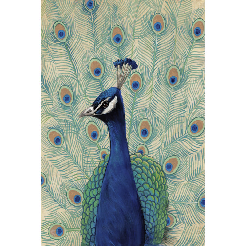 Blue Peacock II by Timothy O' Toole - Painting on Canvas, 30cm H x 20cm W, Wrapped Canvas