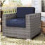 Fauteuil club en osier GRIS-348024290