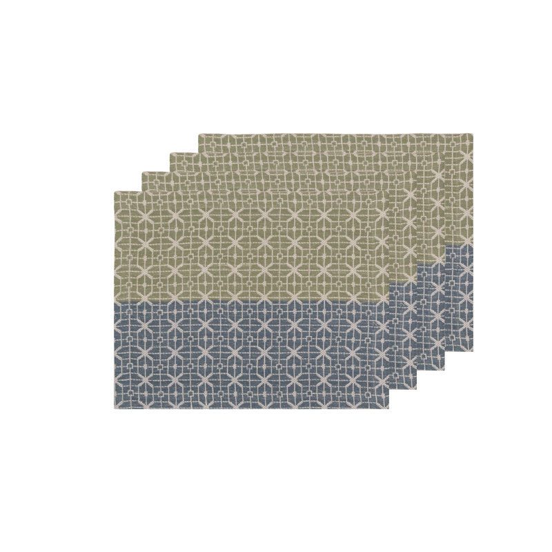 Handloom Jacquard Collection Table Placemat 14x18 Inch, Gray;Green