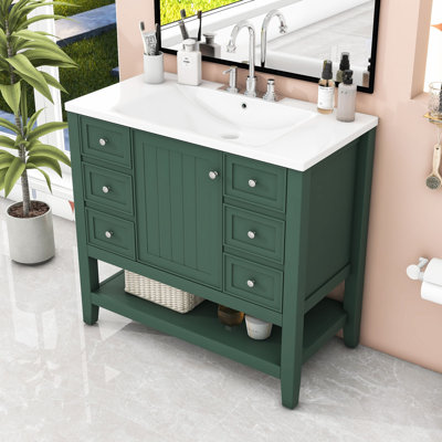 Ensemble de meuble-lavabo avec lavabo, une armoire et trois tiroirs