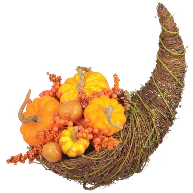 Arrangement floral citrouille cornucopia, Automne, H 12 po x l 18 po
