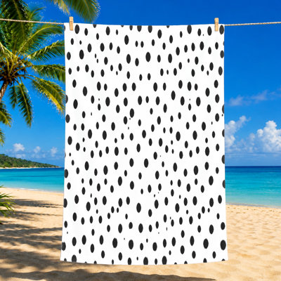 1 serviette de plage à motif de taches, avec un design classique dalmatien noir et blanc. Grande microfibre, idéale pour la natation, les voyages, les voyages, unisexe.