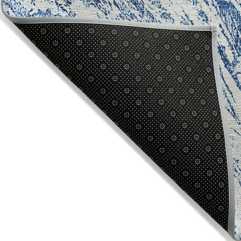Tapis d'extérieur lavable abstrait bleu marine 10 pi x 14 pi