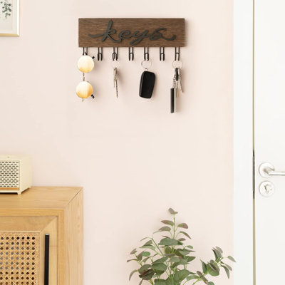 Porte-clés pour décoration murale avec 7 crochets, porte-clés mural organisateur de crochets à clés en bois rustique décor à la maison entrée de ferme, couloir, bureau