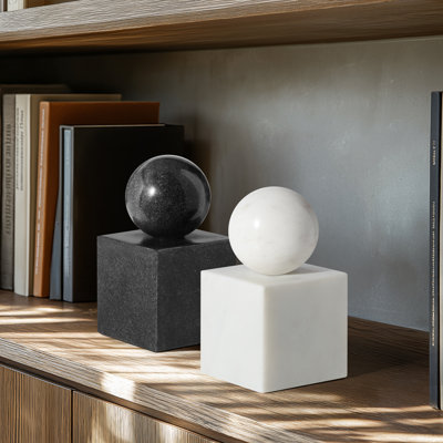 Caldera Real Weighted Marble Bookend (Black)