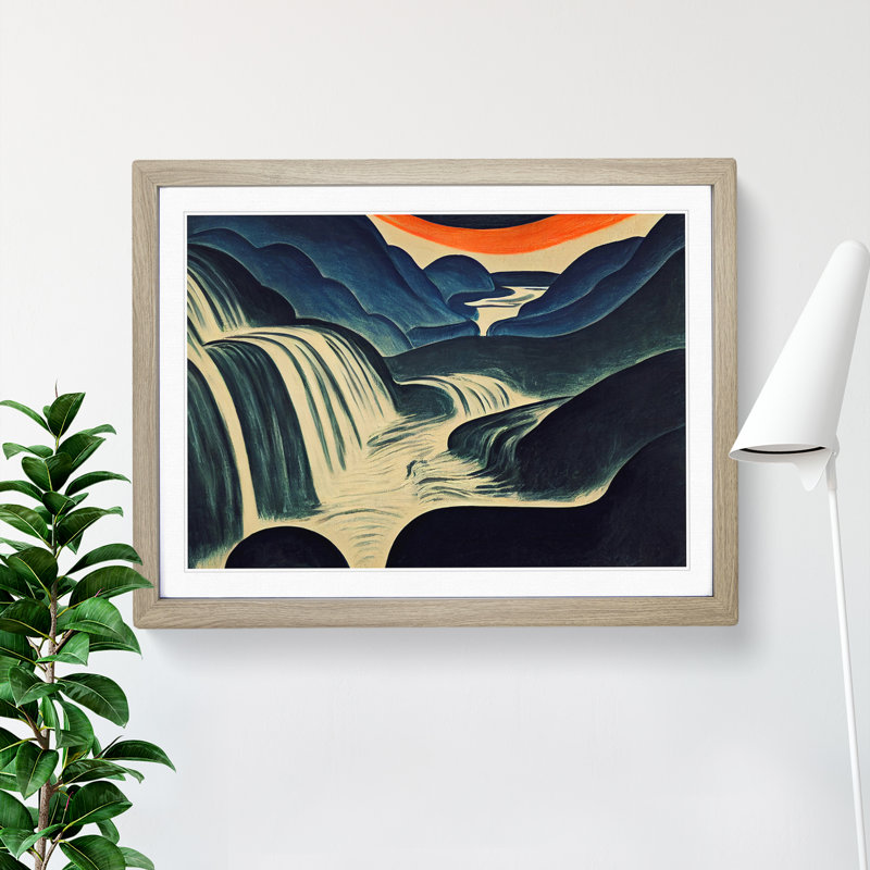 Dazzling Waterfall Abstract - Framed Print, 25cm H x 34cm W x 2cm D, Oak
