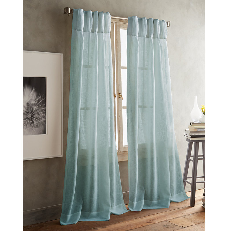 Paire de rideaux transparents avec passe-tringle Paradox, l 50 po x L 63 po, Aigue-marine