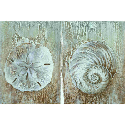 Rustic Sand Dollar and Seashell - peinture sur toile tendue