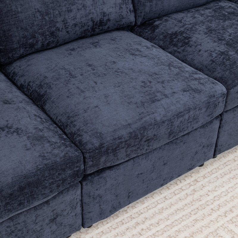 Canapé modulaire en L 6 pièces Wilroy, Bleu