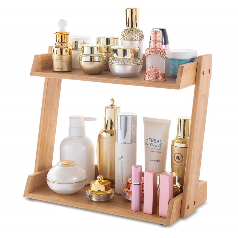 Milanko Wood 2 Compartment Makeup Organiser