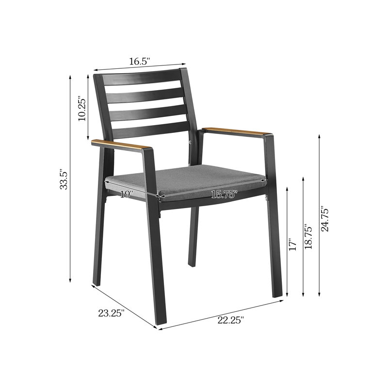 Outdoor Aluminum/Teak Round Dining Set With Olefin Cushions, 4