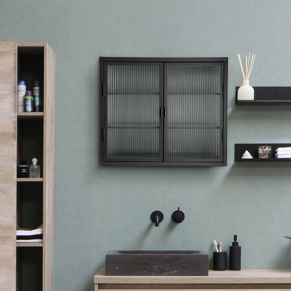 Black Bathroom Shelves 30-60cm Lenght Kitchen Wall Shelf Shower