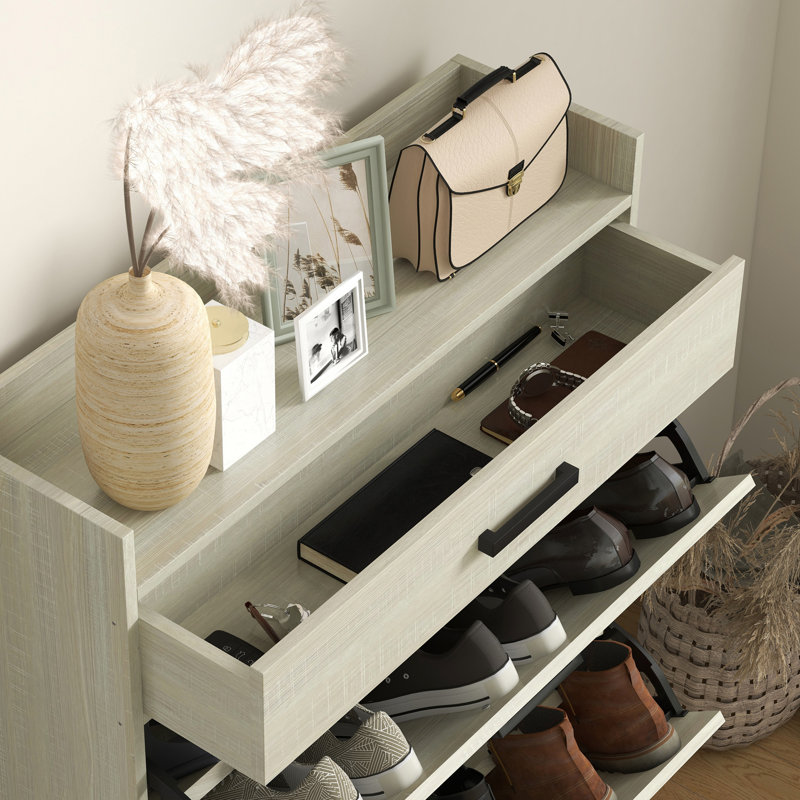 12 Pair Flip Down Shoe Storage, White