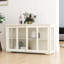 White Kitchen Storage Cupboard With Glass Door. Strong Construction For Lasting Use. 2 Sliding Doors And Adjustable Shelf Organized Space. Finish. Non-Slip Bottom To Keep Floor Safe Cabinet - Crafted