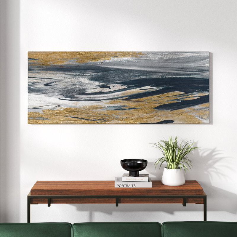 Tumultueux bleu marine sur toile, H 24 po x l 60 po x P 1,5 po
