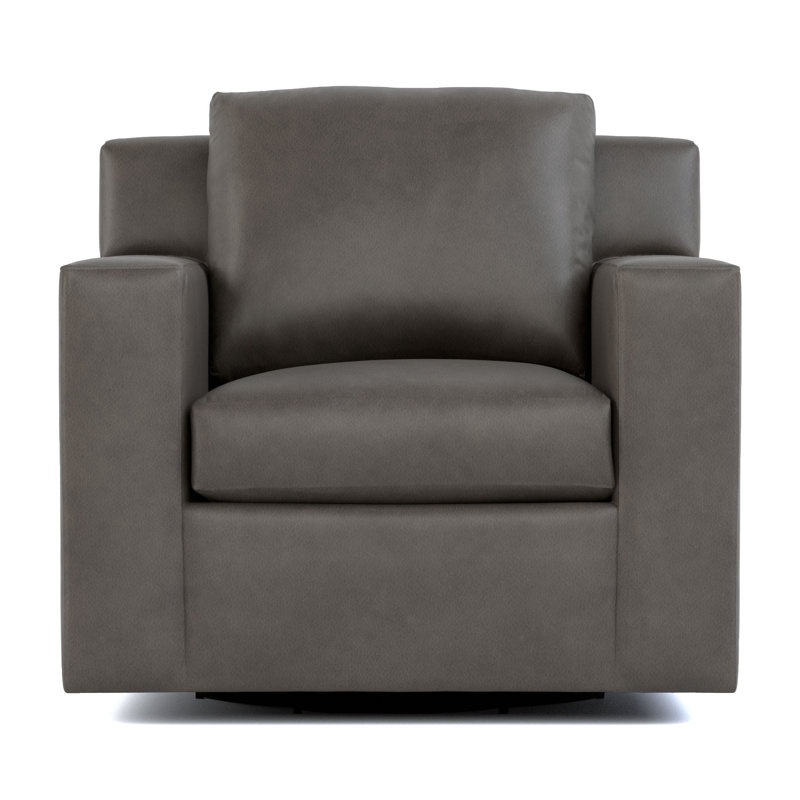 Keene Swivel Swivel Chair, Alameda Anthracite Genuine Leather