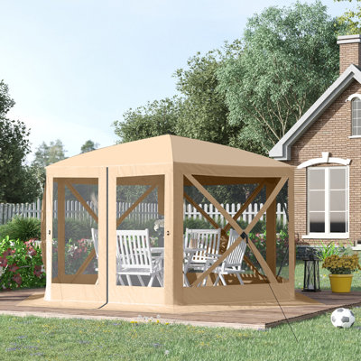 Outsunny 12' X 12' Hexagon Screen House, Pop Up Tent Portable Gazebo Canopy Shelter With Mesh Netting Walls, Carry Bag And Shaded Interior