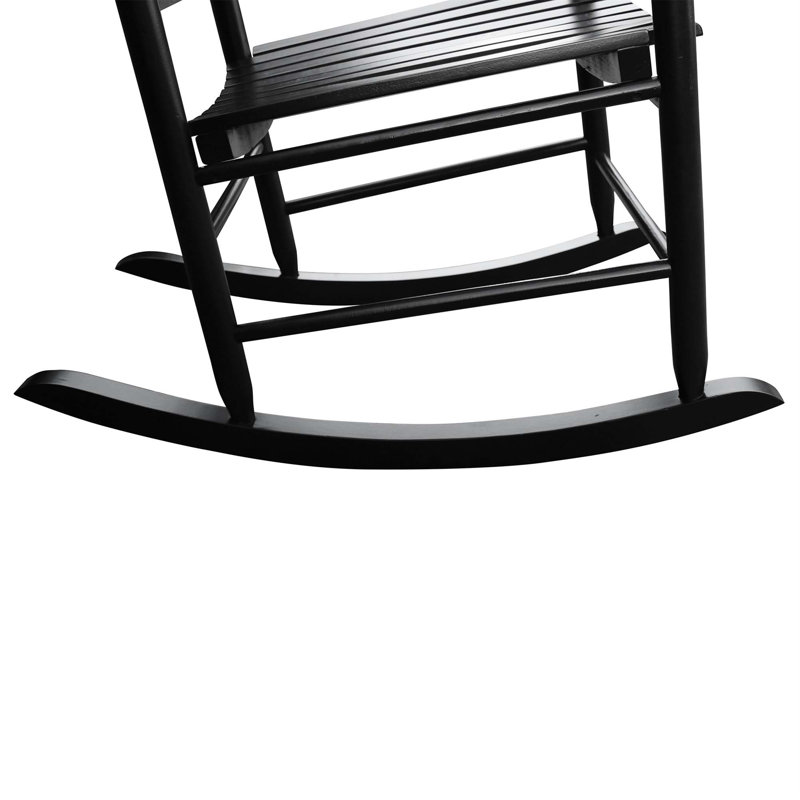 Chaise berçante en bois, sans tapis, Noir, noir, noir, noir