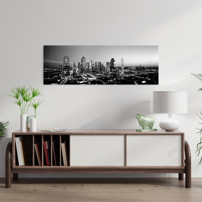 Night Dallas Texas USA by Mark Segal - Wrapped Canvas Panoramic Print, 30.48 cm H x 91.44 cm W