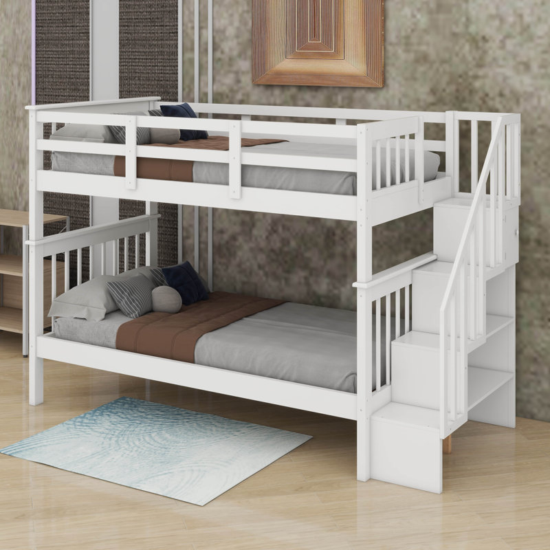 Twin-Over-Twin Bunk Bed With Storage, White