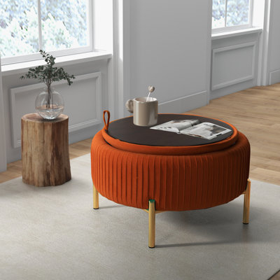 Chynna Upholstered Round Storage Ottoman