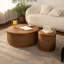 Table basse ronde en rotin avec rangement amovible