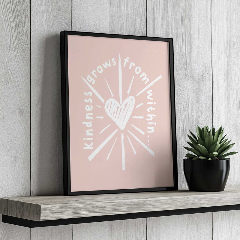«Kindness Grows from intérieur» par House Fenway, reproduction d'art, L 12 po x H 16 po, Argent, Impression encadrée