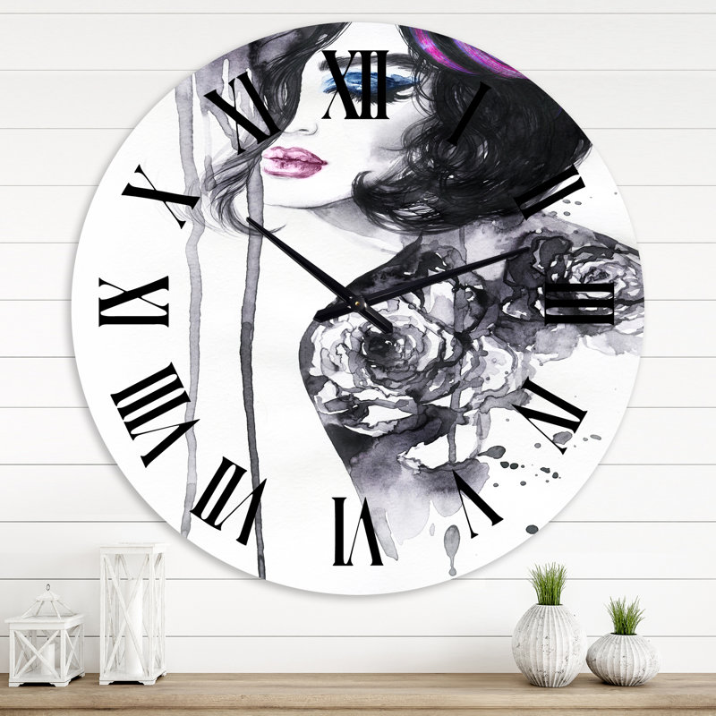 Peinture Portrait de femme - horloge murale moderne, Surdimensionné