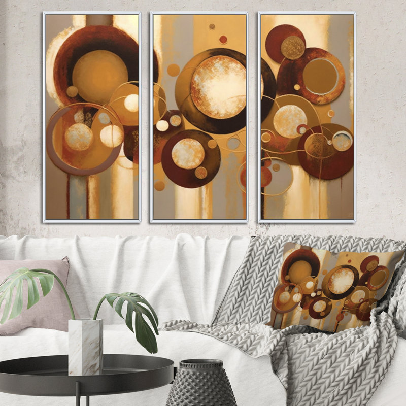«Aged Barrel Universes IV», reproduction sur toile 3 pièces, H 20 po x l 36 po x P 1 po, Toile avec cadre blanc