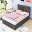 Upholstered Platform Bed with Twin Trundle and 3 Storage Drawers-19470078-19470076