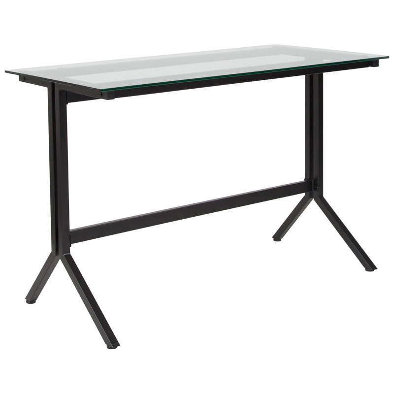 Glass Top Metal Base Computer Desk