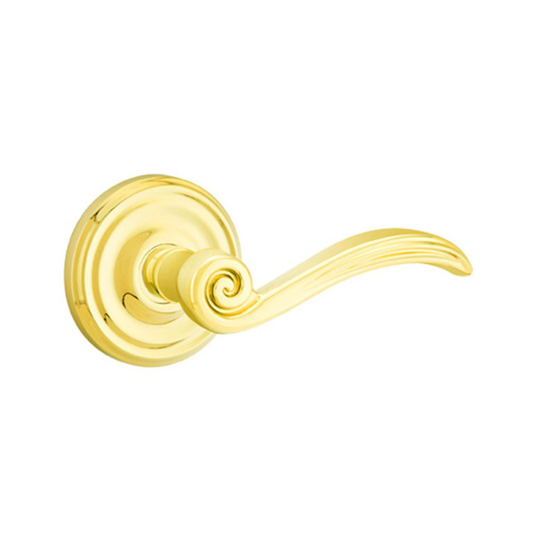Poignée de porte avec rosette Elan, Gauche, Laiton brillant