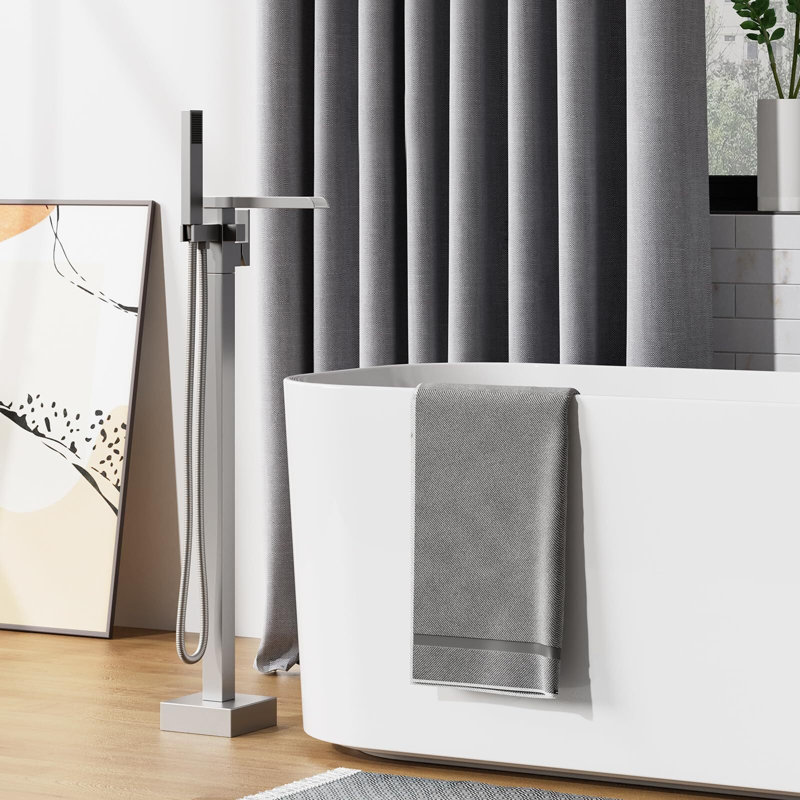 Freestanding Bathtub Faucet, Floor-Mount Tub Filler, Chrome