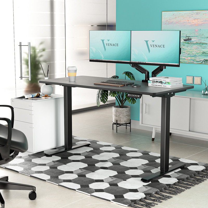  Bureau debout double VVENACE, H 46,5 po x l 47,24 po x P 23,62 po, Noir, Noir