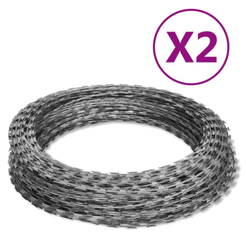 Galvanized Steel Silver Razor Wire Fence Roll Set