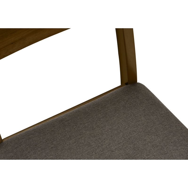 De 2 chaises de salle à manger de 37,5 po de hauteur, rembourrées en mélange de lin brun, fabrication en bois massif, transitionnel pour faux cuir, structure et style